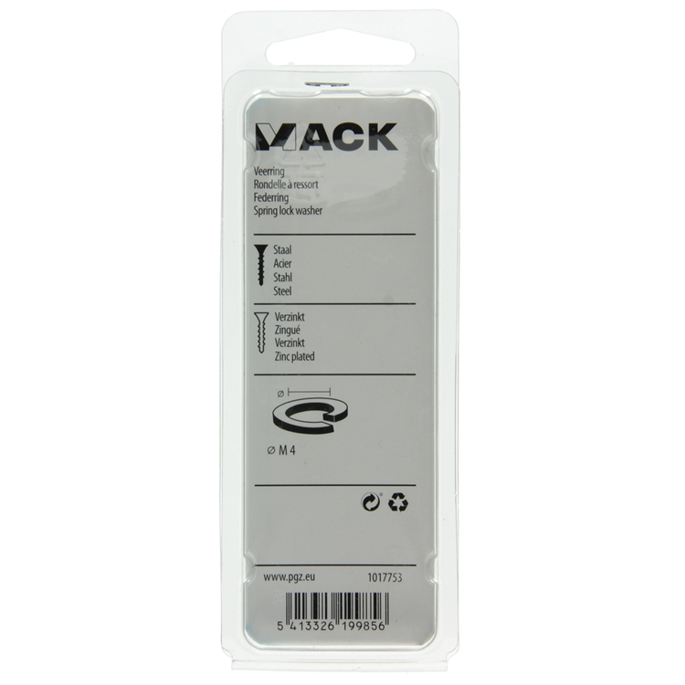 Mack 1017753 - rondelle élastique en acier plaqué. 60 pièces m4 | 10 pièces