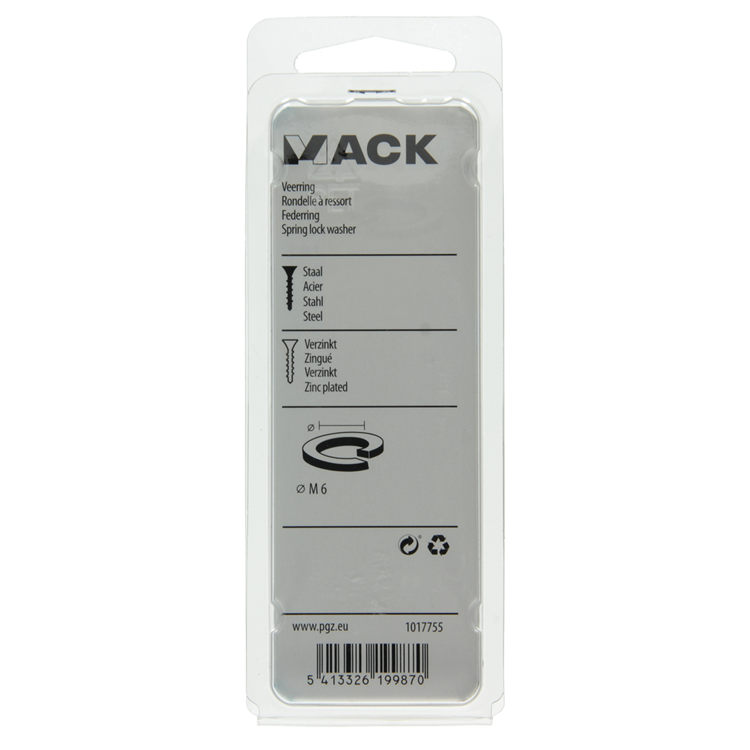 Mack 1017755 - rondelle élastique en acier plaqué. 40 pièces m6 | 10 pièces