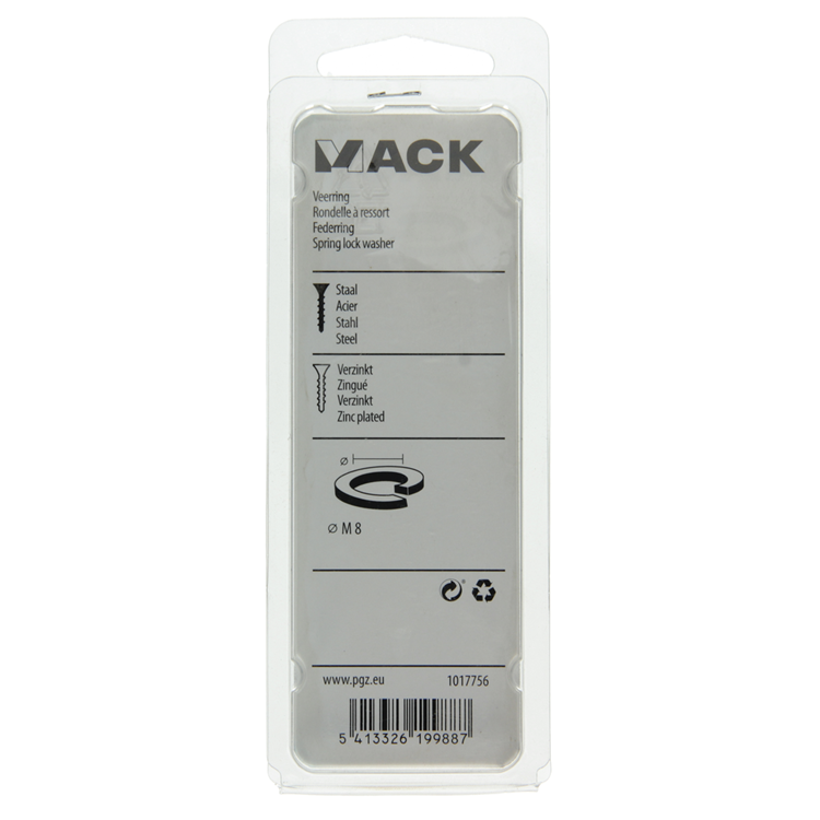 Mack 1017756 - rondelle élastique acier galvanisé 30 pcs m 8 | 10 pièces