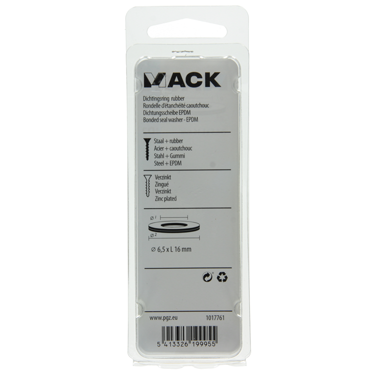 Mack 1017761 - bague d'étanchéité en caoutchouc galvanisé 15 pièces 6,5 x 16 mm | 10 pièces