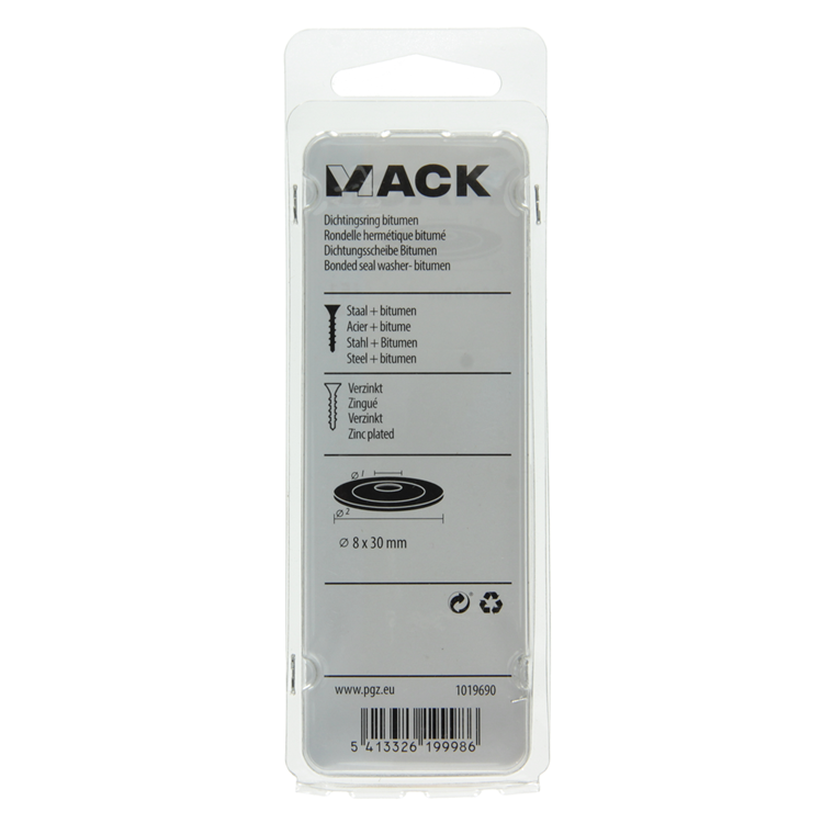 Mack 1019690 - bague d'étanchéité bitume galvanisé 6 pièces 8 x 30 mm | 10 pièces