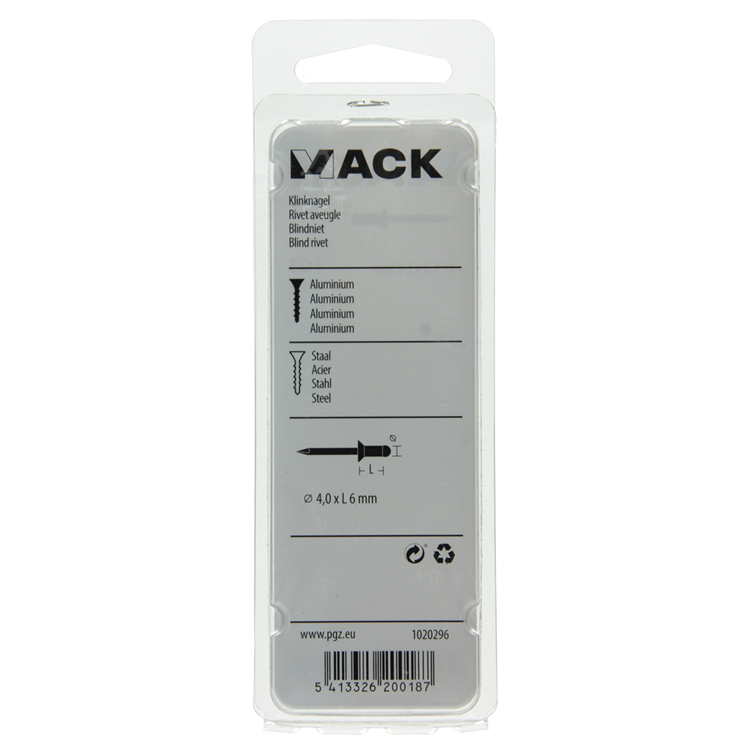 Mack 1020296 - 40 agrafes aveugles aluminium 4.0x6mm | 5 pièces