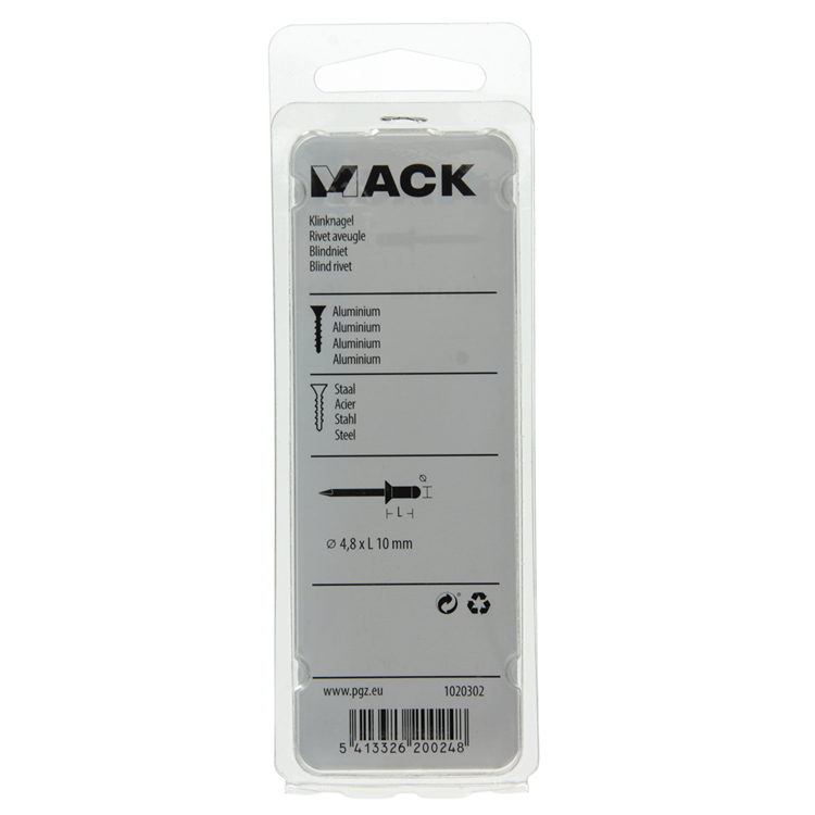 Mack 1020302 - 28 agrafes aveugles aluminium 4,8x10mm | 5 pièces