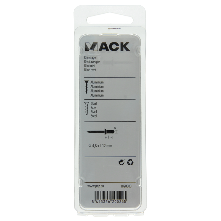 Mack 1020303 - 23 agrafes aveugles aluminium 4,8x12mm | 5 pièces