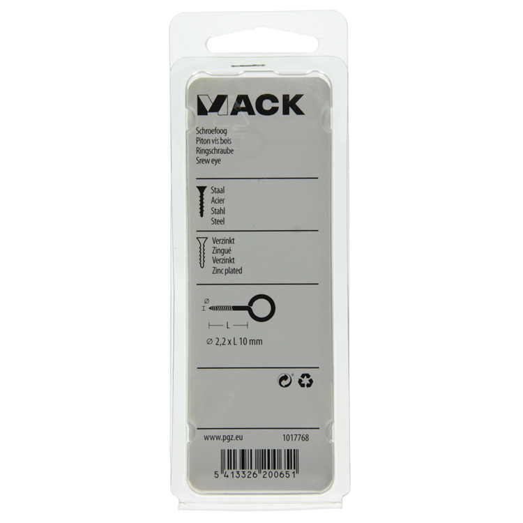 Mack 1017768 - oeil à vis en acier galvanisé 20 pcs 2,2 x 10 mm | 10 pièces