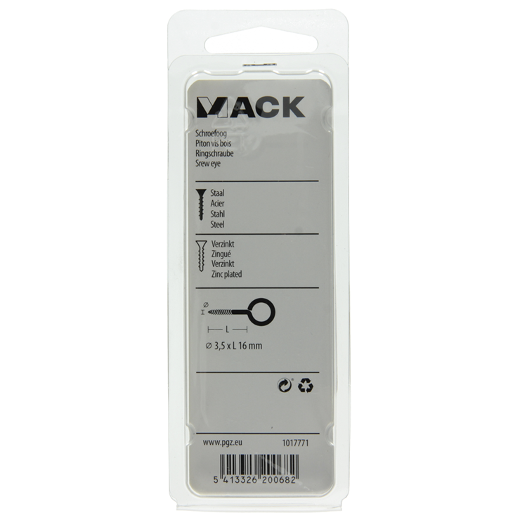 Mack 1017771 - oeil à vis en acier galvanisé 12pcs 3,5 x 16 mm | 10 pièces