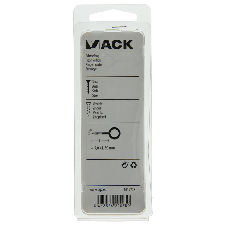 Mack 1017778 - oeil à vis en acier galvanisé 3 pcs 5,0 x 50 mm | 10 pièces