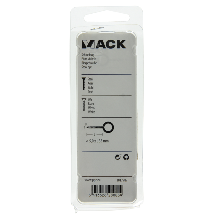 Mack 1017787 - oeil à vis acier blanc 2 pcs 5,0 x 35 mm | 10 pièces