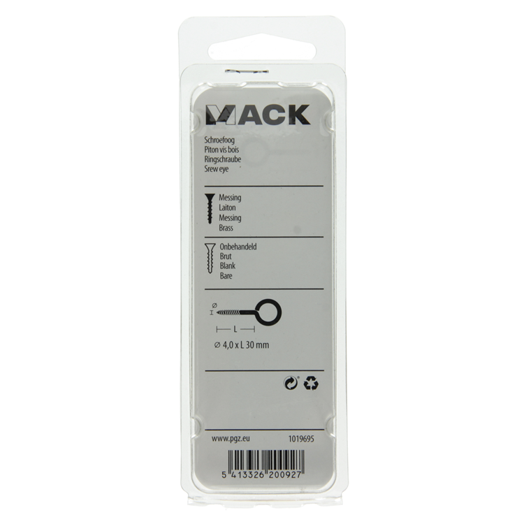Mack 1019695 - oeil à vis en laiton 2 pcs 4,0 x 30mm | 10 pièces