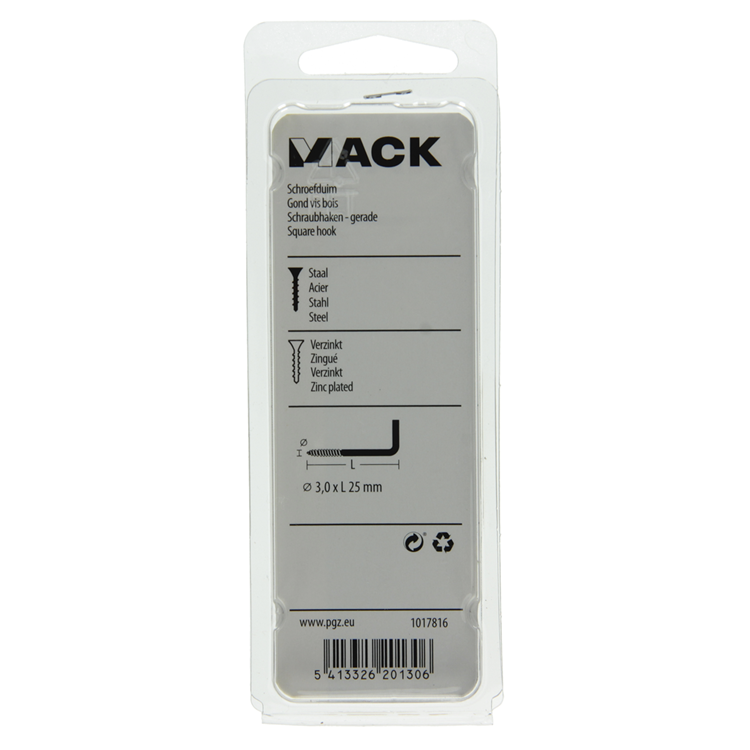 Mack 1017816 - vis à pouce en acier galvanisé 18pcs 3,0 x 25 mm | 10 pièces
