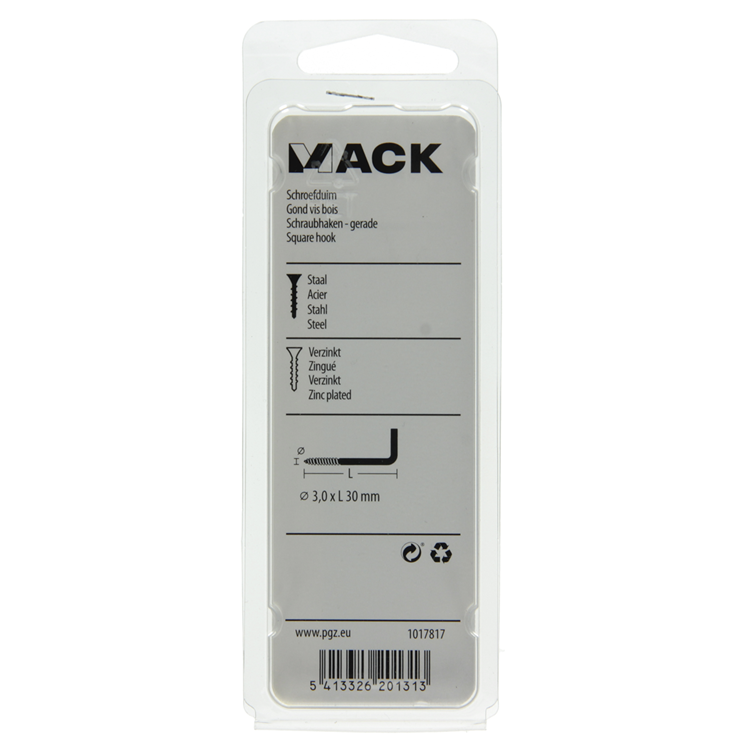 Mack 1017817 - vis à pouce en acier galvanisé 16pcs 3,0 x 30 mm | 10 pièces