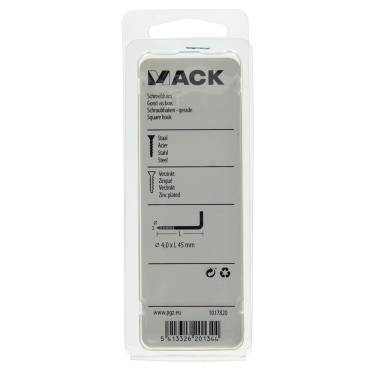 Mack 1017820 - vis à pouce en acier galvanisé 9 pcs 4,0 x 45 mm | 10 pièces