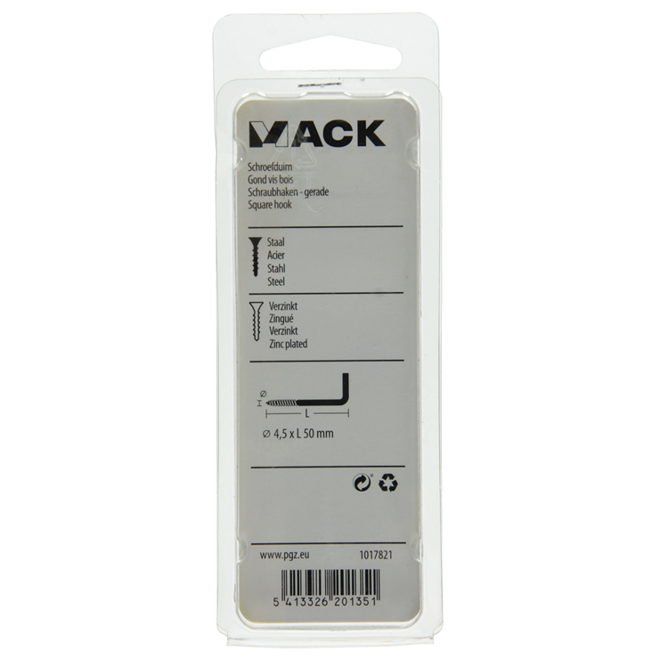 Mack 1017821 - vis à pouce en acier galvanisé 6 pcs 4,5 x 50 mm | 10 pièces