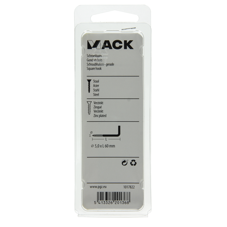 Mack 1017822 - vis à pouce en acier galvanisé 4pcs 5,0 x 60 mm | 10 pièces