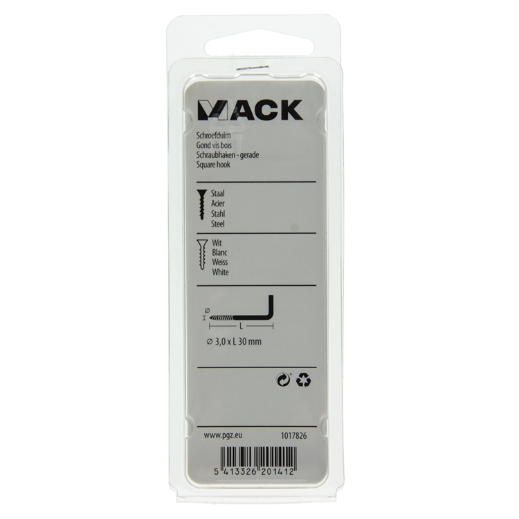 Mack 1017826 - vis à pouce en acier blanc 6 pcs 3,0 x 30 mm | 10 pièces