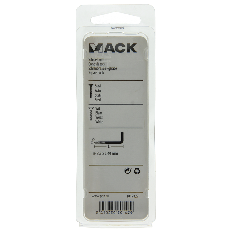Mack 1017827 - vis à pouce en acier blanc 4 pcs 3,5 x 40 mm | 10 pièces