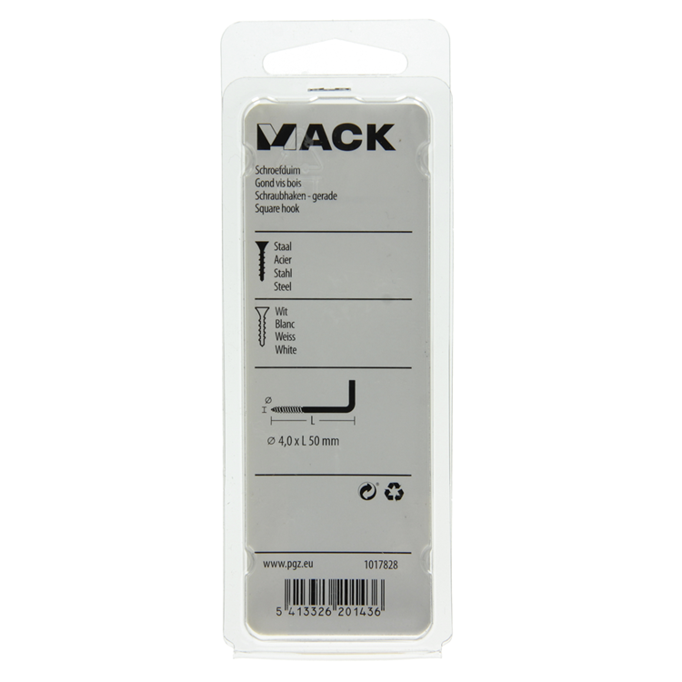 Mack 1017828 - vis à pouce en acier blanc 3 pcs 4,0 x 50 mm | 10 pièces