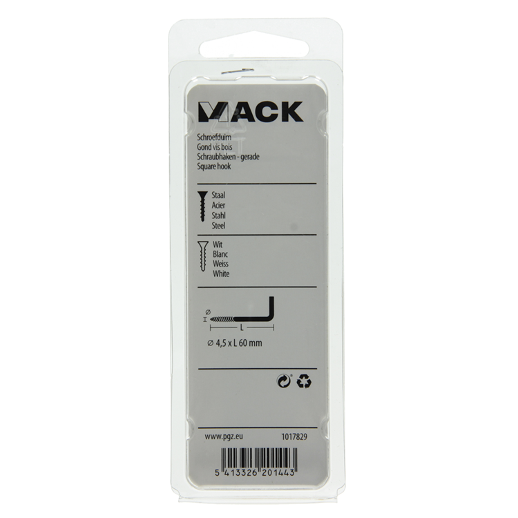 Mack 1017829 - vis à pouce acier blanc 3 pcs 4,5 x 60 mm | 10 pièces