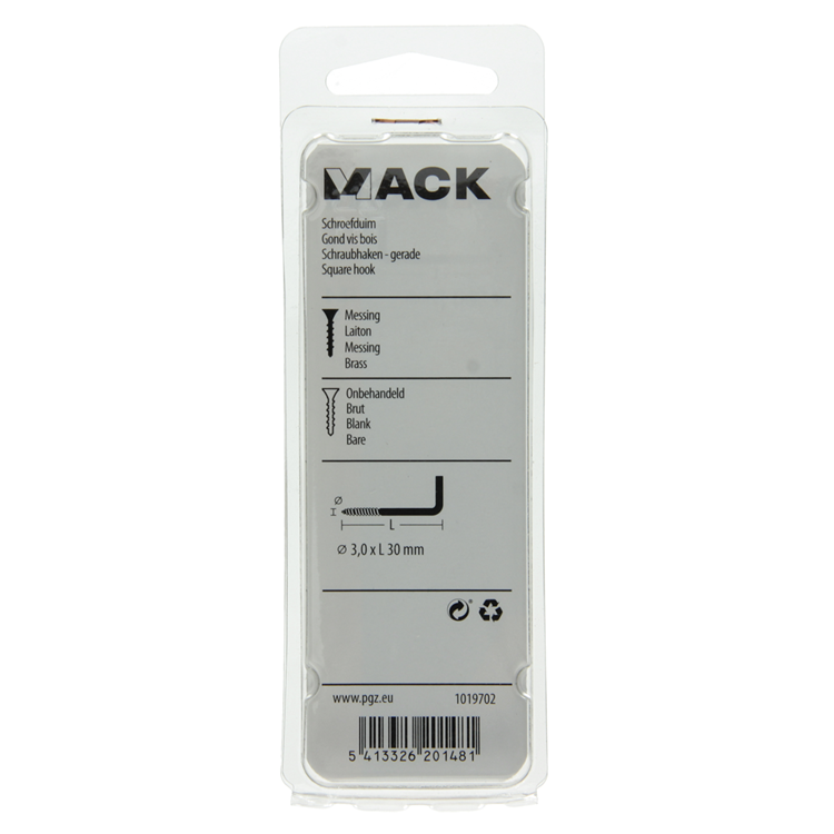 Mack 1019702 - vis à pouce en laiton 5 pcs 3,0 x 30 mm | 10 pièces