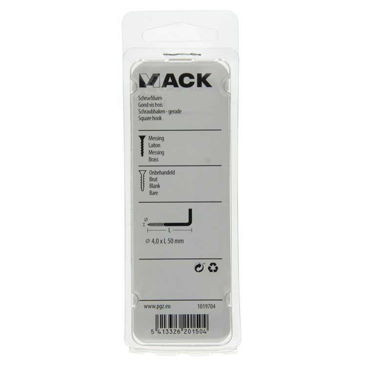 Mack 1019704 - vis à pouce en laiton 2 pcs 4,0 x 50mm | 10 pièces
