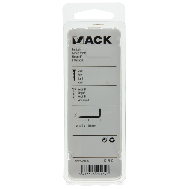 Mack 1017840 - pointe pouce en acier galvanisé 8 pcs 4,0 x 40 mm | 10 pièces