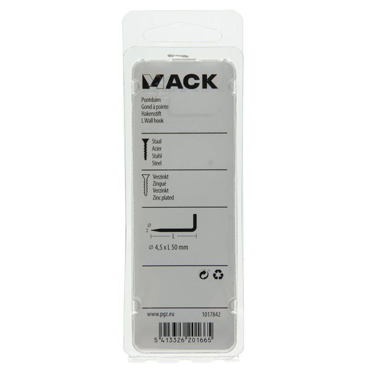 Mack 1017842 - pointe pouce en acier galvanisé 6 pcs 4,5 x 50 mm | 10 pièces