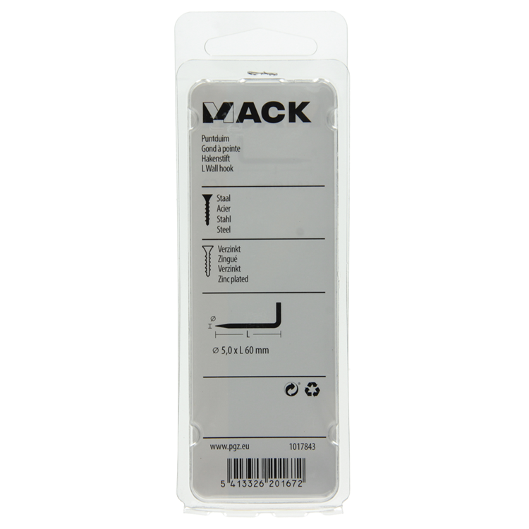 Mack 1017843 - pointe pouce en acier galvanisé 4 pcs 5,0 x 60 mm | 10 pièces