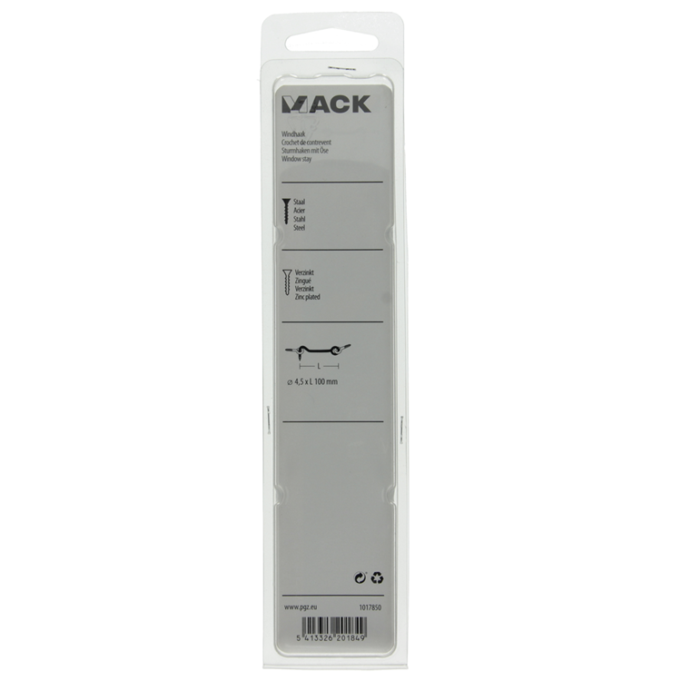 Mack 1017850 - crochet à vent en acier galvanisé 2 pcs 4,5 x 100 mm | 5 pièces