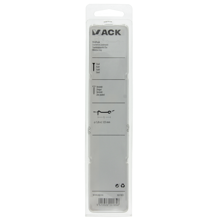 Mack 1017851 - crochet à vent en acier galvanisé 2 pcs 5,0 x 125 mm | 5 pièces