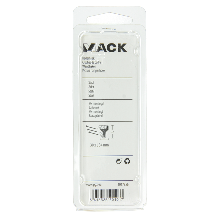 Mack 1017856 - crochet de cadre en acier plaqué laiton 4pcs 30 x 34 mm | 5 pièces