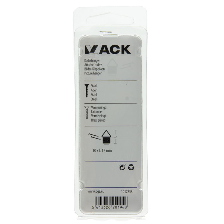 Mack 1017858 - support de cadre en acier plaqué laiton 6 pcs 10 x 17 mm | 10 pièces