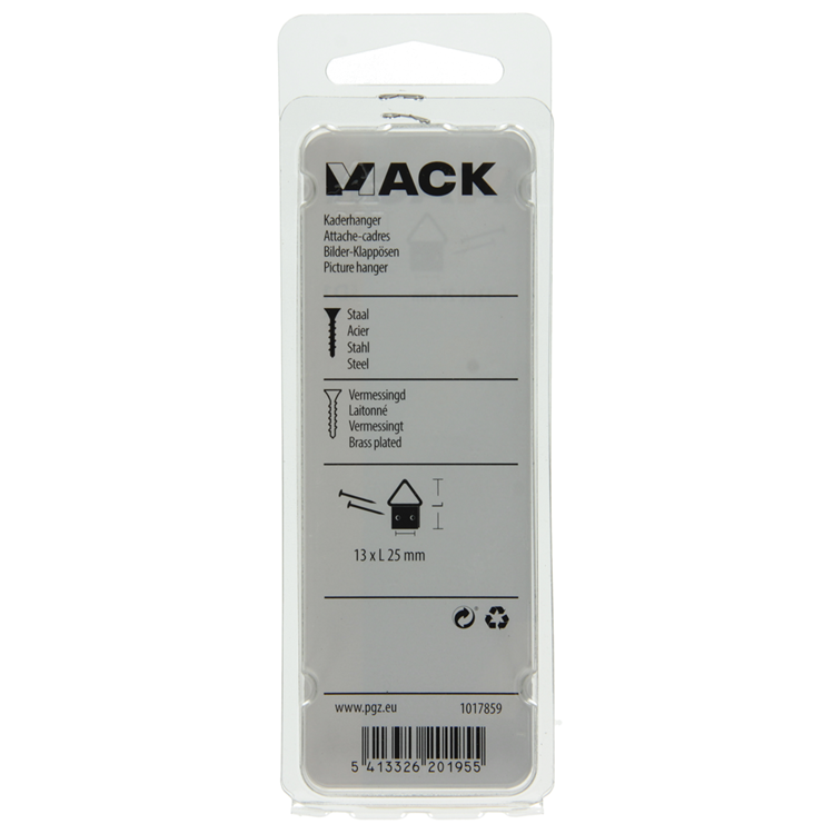 Mack 1017859 - support de cadre en acier plaqué laiton 5 pcs 13 x 25 mm | 10 pièces