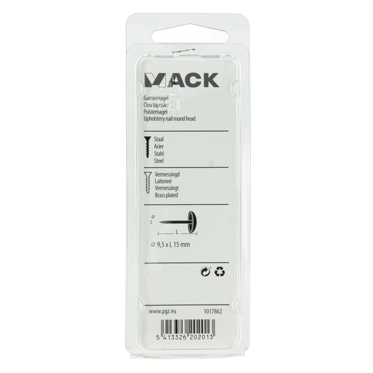 Mack 1017862 - clou de finition en acier laitonné 40 pcs 9,5 x 15 mm | 10 pièces
