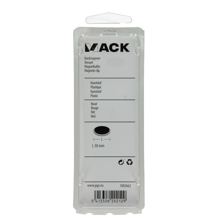 Mack 1003662 - aimant pour tableau noir plastique rouge 4 pcs 30mm | 10 pièces