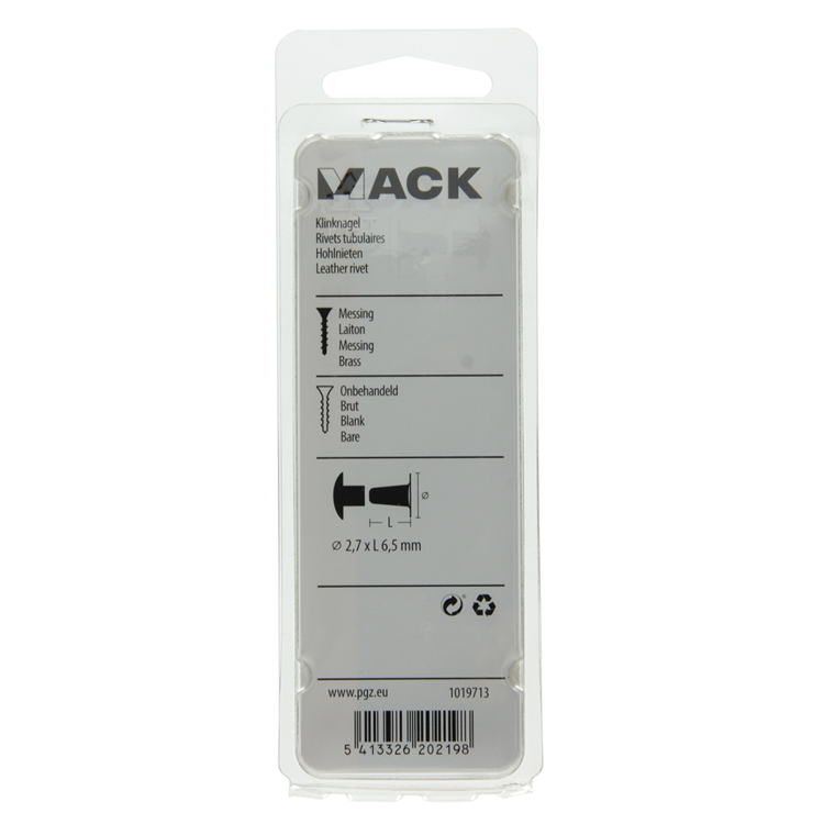 Mack 1019713 - rivets en laiton 12 pcs 2,7 x 6,5 mm | 10 pièces