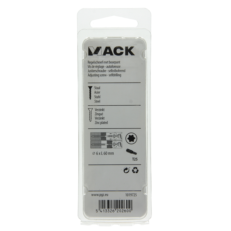 Mack 1019725 - vis de réglage galvanisée 10 pcs 6 x 60 mm | 10 pièces