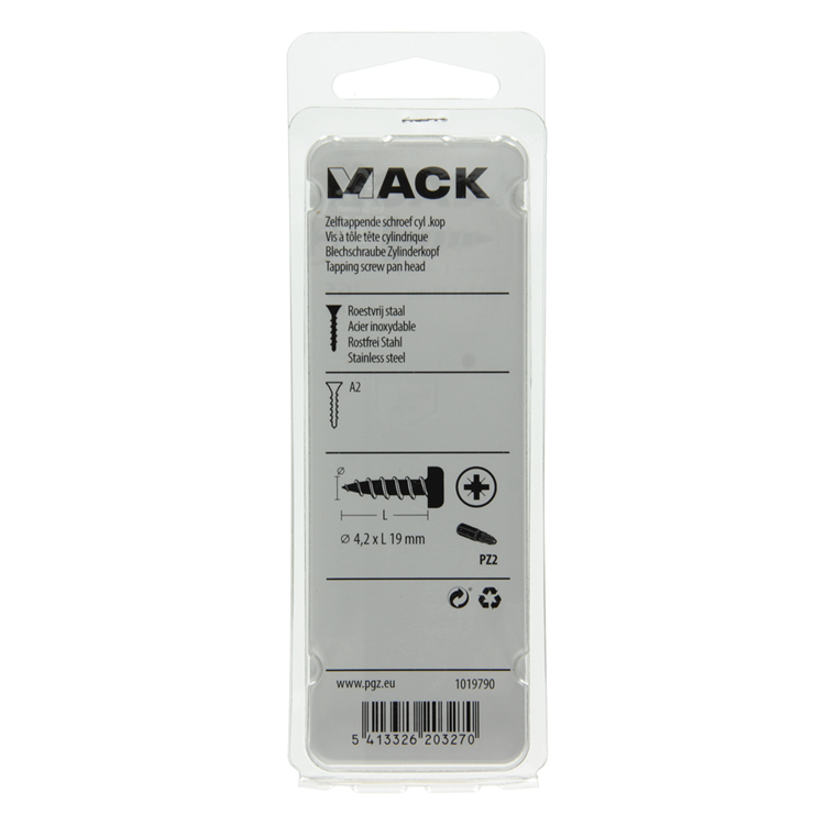 Mack 1019790 - culasse à vis autotaraudeuse A2 10 pièces 4,2 x 19 mm | 10 pièces