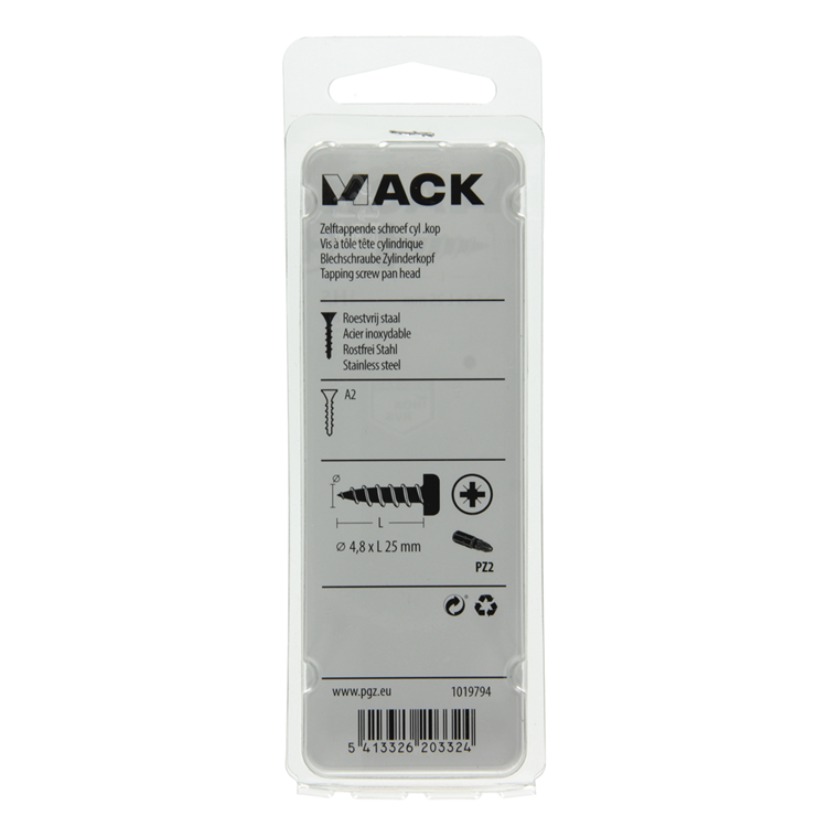 Mack 1019794 - vis autotaraudeuse culasse A2 8 pcs 4,8 x 25 mm | 10 pièces