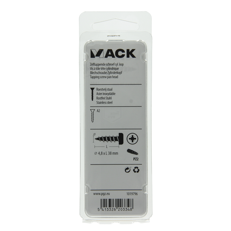 Mack 1019796 - vis autotaraudeuse culasse A2 6 pcs 4,8 x 38 mm | 10 pièces