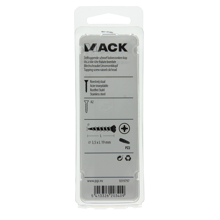 Mack 1019797 - vis autotaraudeuse à tête sphériquea2 12pcs 3,5 x 19 mm | 10 pièces