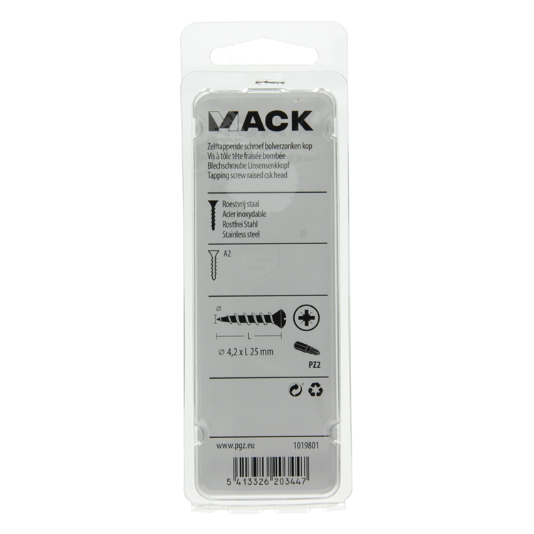 Mack 1019801 - vis autotaraudeuse à bille fx.heada2 8pcs 4,2 x 25 mm | 10 pièces