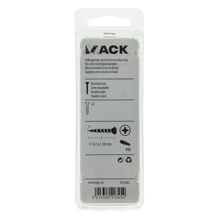 Mack 1019802 - vis autotaraudeuse à bille fx.heada2 6pcs 4,2 x 38 mm | 10 pièces