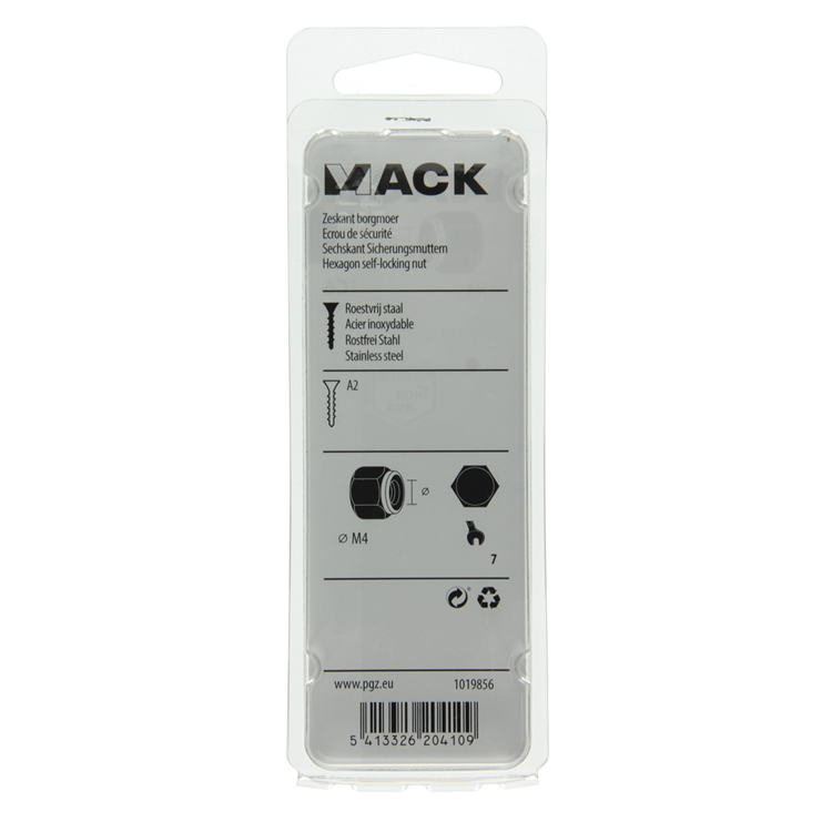 Mack 1019856 - contre-écrou hexagonal acier inoxydable a2 6 pcs m 4 | 10 pièces