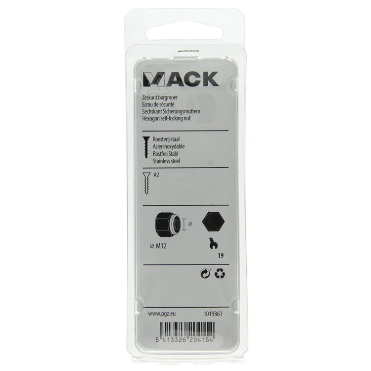 Mack 1019861 - contre-écrou hexagonal acier inoxydable a2 2 pcs m 12 | 10 pièces