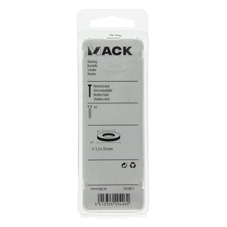 Mack 1019871 - rondelle inox a2 18 pcs m5 | 10 pièces