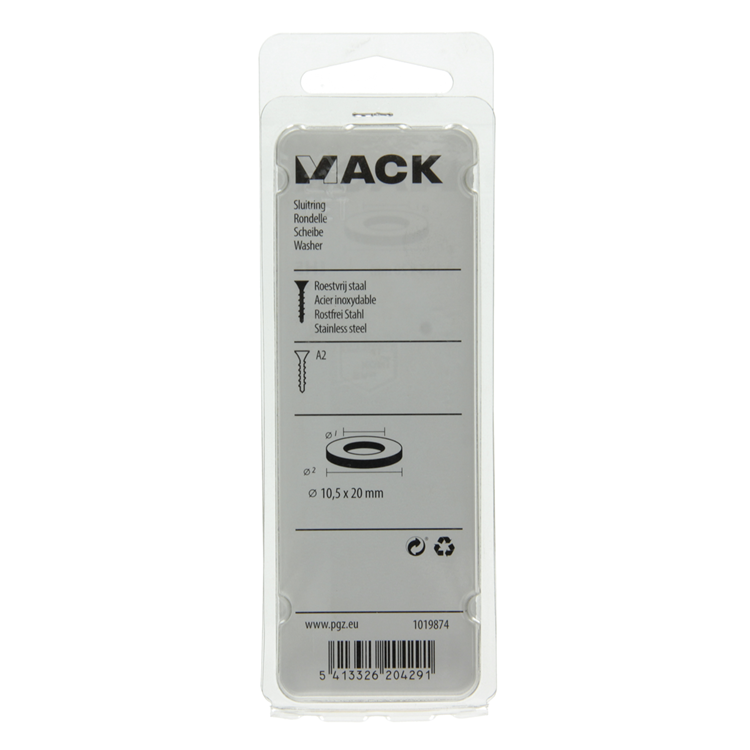 Mack 1019874 - rondelle inox a2 9 pcs m10 | 10 pièces