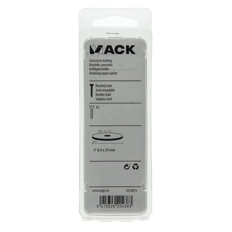 Mack 1019879 - rondelle de corps acier inoxydable a2 4 pcs 8,4x24 | 10 pièces
