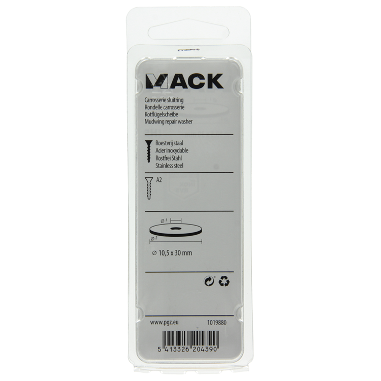 Mack 1019880 - rondelle de corps inox a2 3 pcs 10,5x30 | 10 pièces