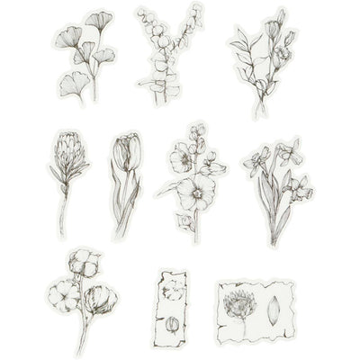 Autocollants de ruban de masquage Creativ company, fleurs noires et blanches, taille 30-50 mm, 30 pièces 1 boîte