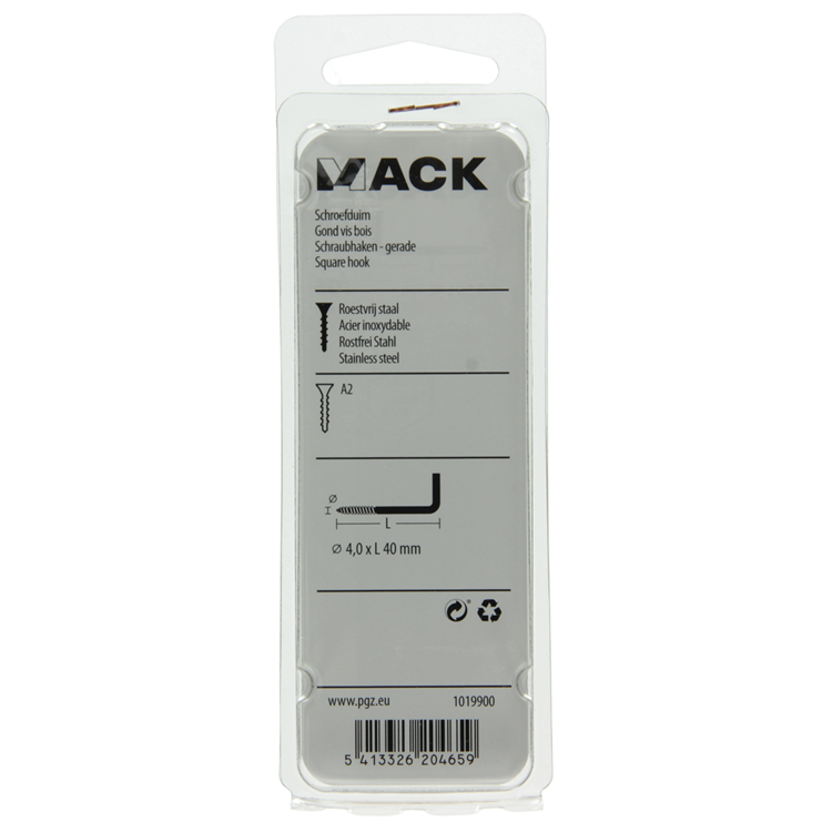 Mack 1019900 - vis à pouce en acier inoxydable 3 pcs 4,0x40 mm | 10 pièces